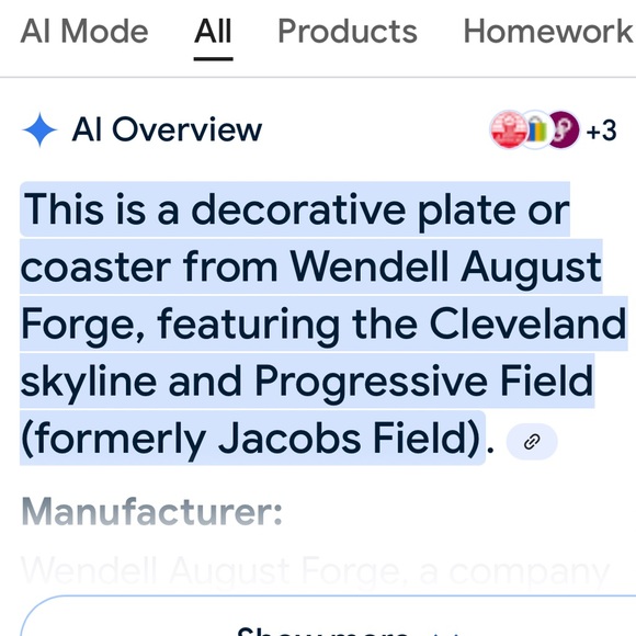 Wendell August Cleveland Jacobs Field Skyline Decorative Plate - Picture 5 of 7